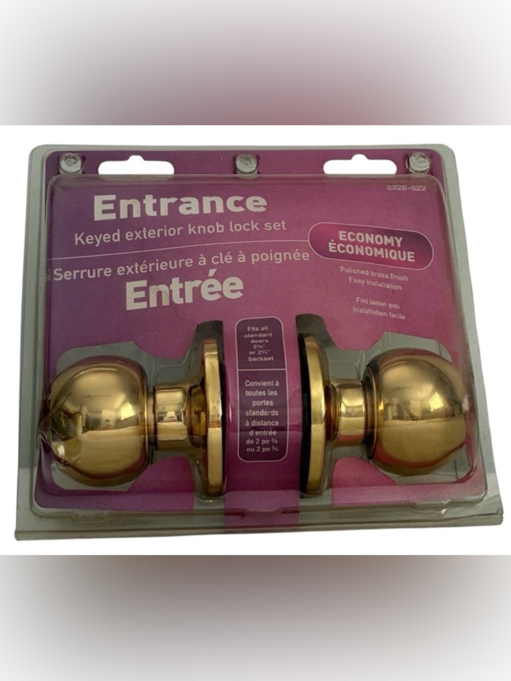 BRASS TONE KEYED EXTERIOR DOOR KNOB SET